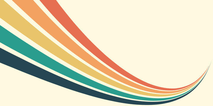 Abstract background of rainbow groovy Wavy Line design in 1970s Hippie Retro style. Vector pattern ready to use for cloth, textile, wrap and other.