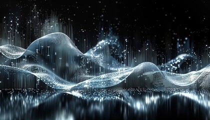 Technological Background: Lights, Beams, Code, Line Charts, and More