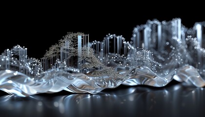 Technological Background: Lights, Beams, Code, Line Charts, and More