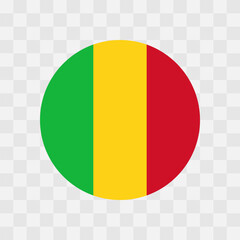 Fototapeta premium Mali flag - circle vector flag isolated on checkerboard transparent background