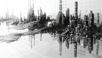 Technological Background: Lights, Beams, Code, Line Charts, and More