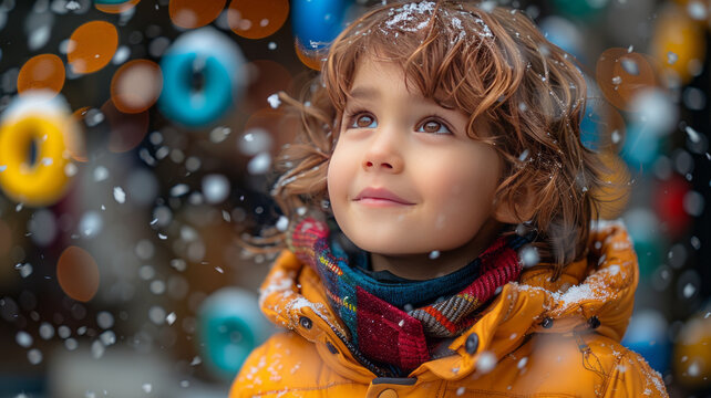 colorfull numbers floating in the air around a cute little kid,generative ai