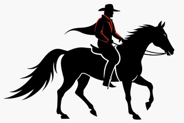 silhouette of a rider on a horse on a white background
