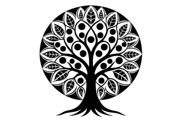 flower of life decor, simple tree of life, vector, simple, black and white