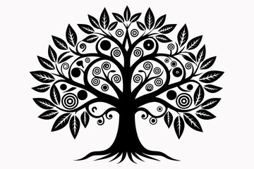 flower of life decor, simple tree of life, vector, simple, black and white