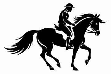 silhouette of a rider on a horse on a white background