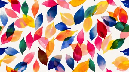 Colorful Leaves Painting on White Background