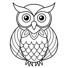 Owl Line Art Vector Illustration Coloring Page