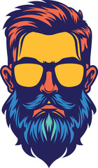 Naklejka premium Beard man logo vector icon illustration design is isolated on a white background.