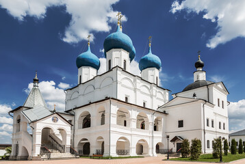 The Zachatievsky Cathedral  in the Vysotsky Stavropol monastery, founded in 1374 by Sergius of Radonezh and Vladimir the Brave. Serpukhov, Moscow region, Russia - 765051334