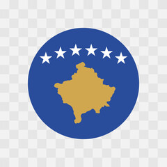 Kosovo flag - circle vector flag isolated on checkerboard transparent background