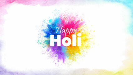 Happy Holi Colorful Festival background for Website Banner and Social Media Post and has space to write text - Happy Holi Graphic Banner - Bright Color Holi abstract background