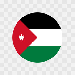 Jordan flag - circle vector flag isolated on checkerboard transparent background