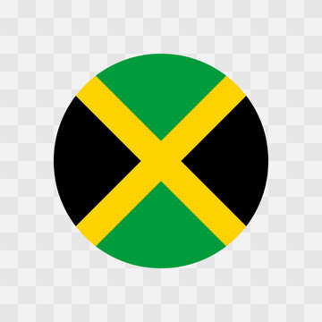Jamaica flag - circle vector flag isolated on checkerboard transparent background