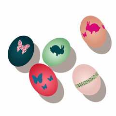 set of eggs with flowers, concep idea of easter egg vector design 