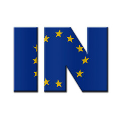 Digital Illustration - British In/Out EU referendum. IN with European Union flag.