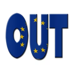 Fototapeten Digital Illustration - British In/Out EU referendum.  OUT with European Union flag. © Richard