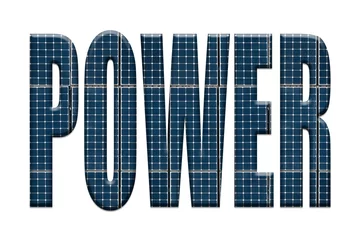 Fototapeten Solar energy photovoltaic panels with the word Power © Richard