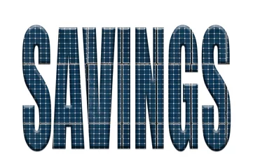 Fototapeten Solar energy photovoltaic panels with the word savings © Richard