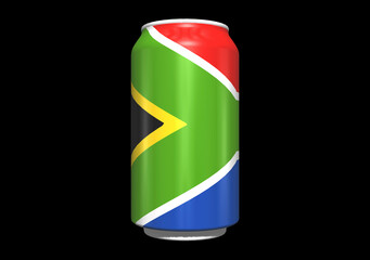 Fototapeta premium Digital composite - 3d beverage can with South African flag. Increasing obesity and so-called diseases of affluence such as diabetes