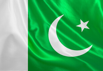 Pakistani Pakistan flag silk/ satin material effect. .flag, flags, place, symbol, symbols, national, country, nation, land