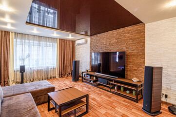 standard interior apartment. living room with sofa