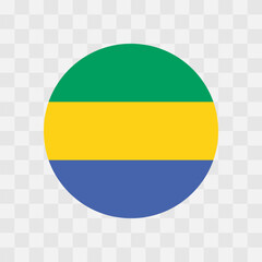 Gabon flag - circle vector flag isolated on checkerboard transparent background