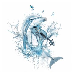 Dolphin Playing Violin in Water