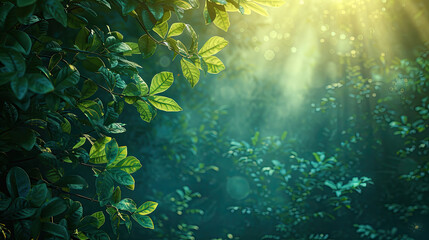 Fototapeta na wymiar The lush rainforests. Botanical green background, generative ai