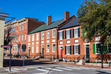 Historic Row Houses Along the Street in Petersburg Virginia