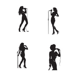 Obraz premium Dynamic Singer with Microphone Silhouette