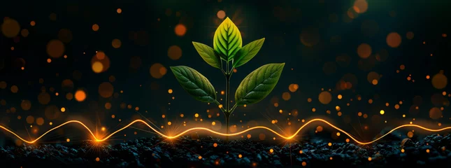 Foto op Canvas Elegant green plant logo design, minimalist and stylish.generative ai © LomaPari2021