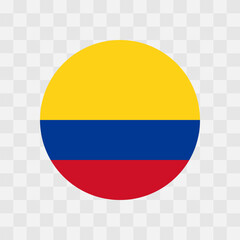 Fototapeta premium Colombia flag - circle vector flag isolated on checkerboard transparent background