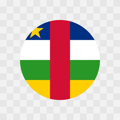 Central African Republic flag - circle vector flag isolated on checkerboard transparent background