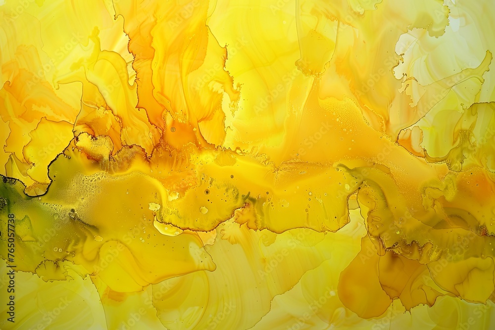 Wall mural alcohol ink yellow texture. fluid ink abstract background. yellow abstract painting background. gene