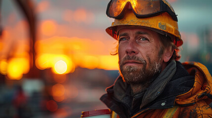 Fototapeta premium a tired construction worker drinking coffee.generative ai