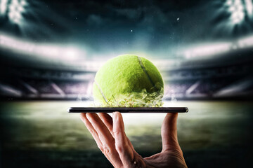 Baseball championship live online broadcast concept with mobile and stadium