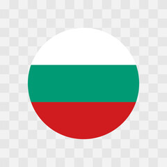 Bulgaria flag - circle vector flag isolated on checkerboard transparent background