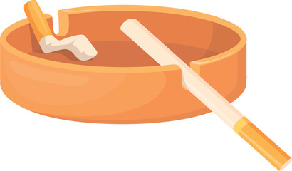 Ashtray with cigarettes cartoon icon. Smoking tobacco