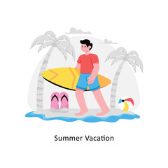 Man on Summer Vacation abstract concept vector in a flat style stock illustration