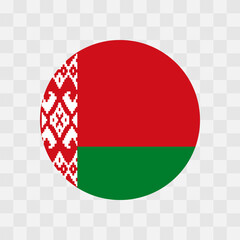 Belarus flag - circle vector flag isolated on checkerboard transparent background