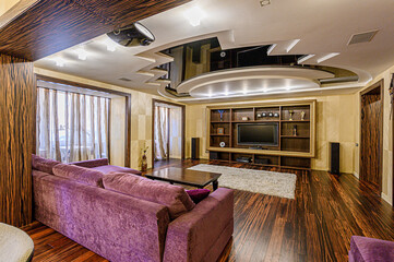 standard interior apartment. living room with sofa