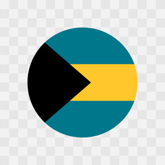 Bahamas flag - circle vector flag isolated on checkerboard transparent background