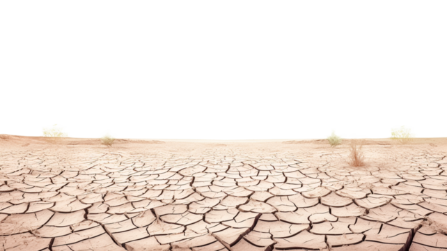 The land is dry and parched because of global warming on transparent background PNG.


