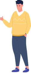 Fototapeta premium Man show thumb up. Positive hand gesture
