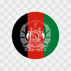 Afghanistan flag - circle vector flag isolated on checkerboard transparent background