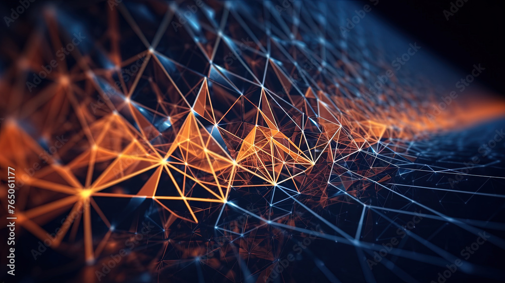 Poster Abstract background with structure of neon triangles and technology style.