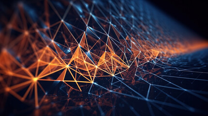 Abstract background with structure of neon triangles and technology style.