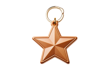 Shining Star: Elegant Gold Key Chain Adorning White Background.