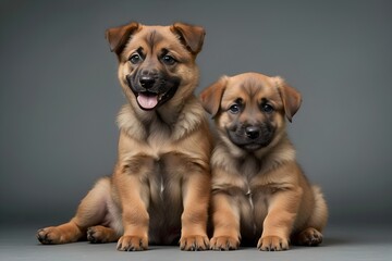 two dogs on a white background